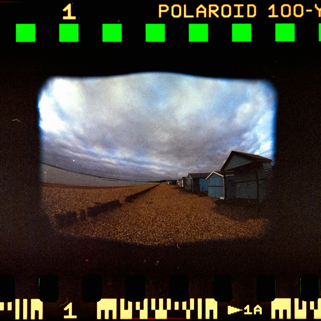 Close up of a camera viewfinder showing a live shot