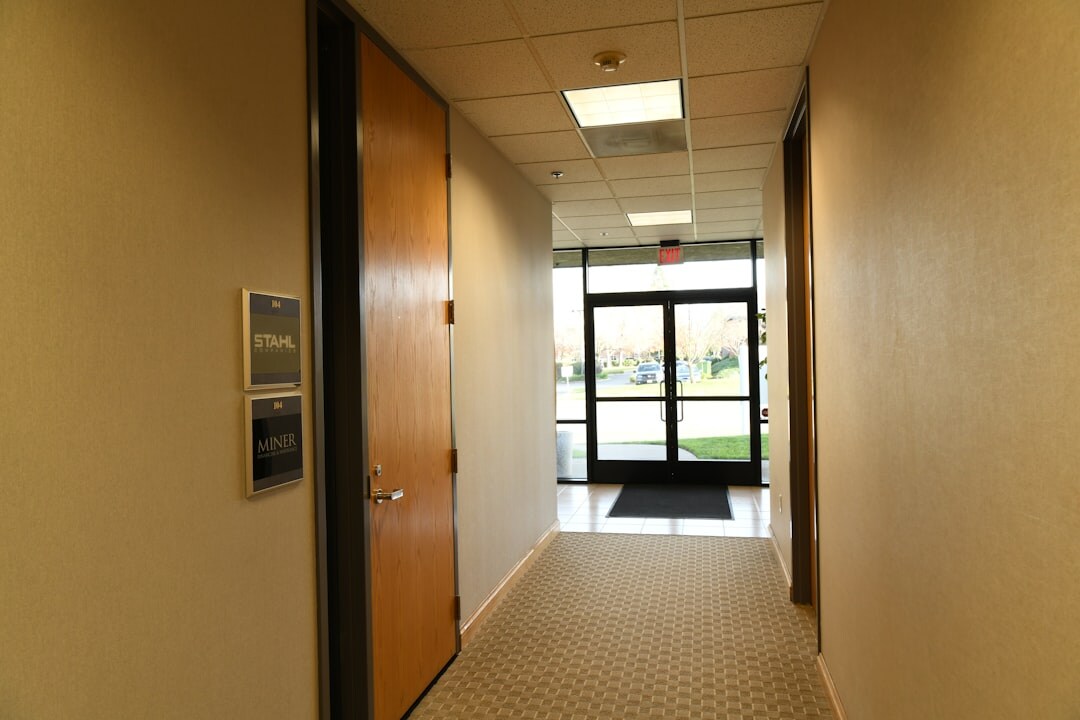 Reception desk area of a modern training center